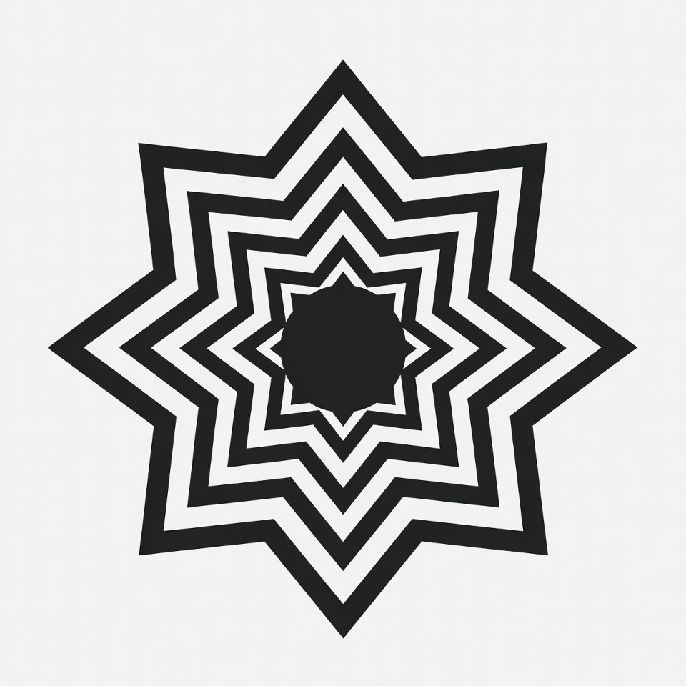 Black Concentric Star Outline Black Concentric Star Outline