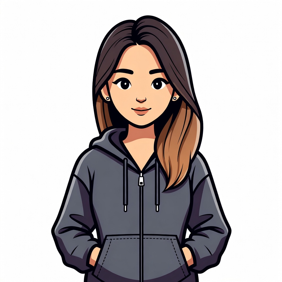 Asian woman in hoodie illustration Asian woman in hoodie illustration