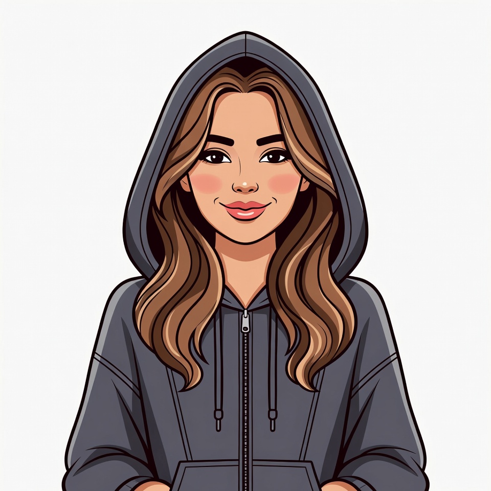 Asian woman in hoodie illustration Asian woman in hoodie illustration