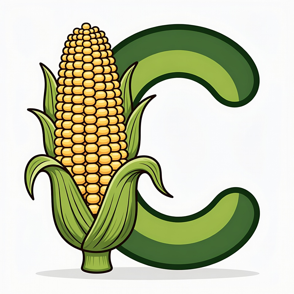 Corn Cob Letter C Illustration Corn Cob Letter C Illustration