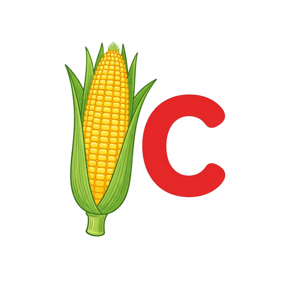 Corn Cob with Red Letter C Corn Cob with Red Letter C
