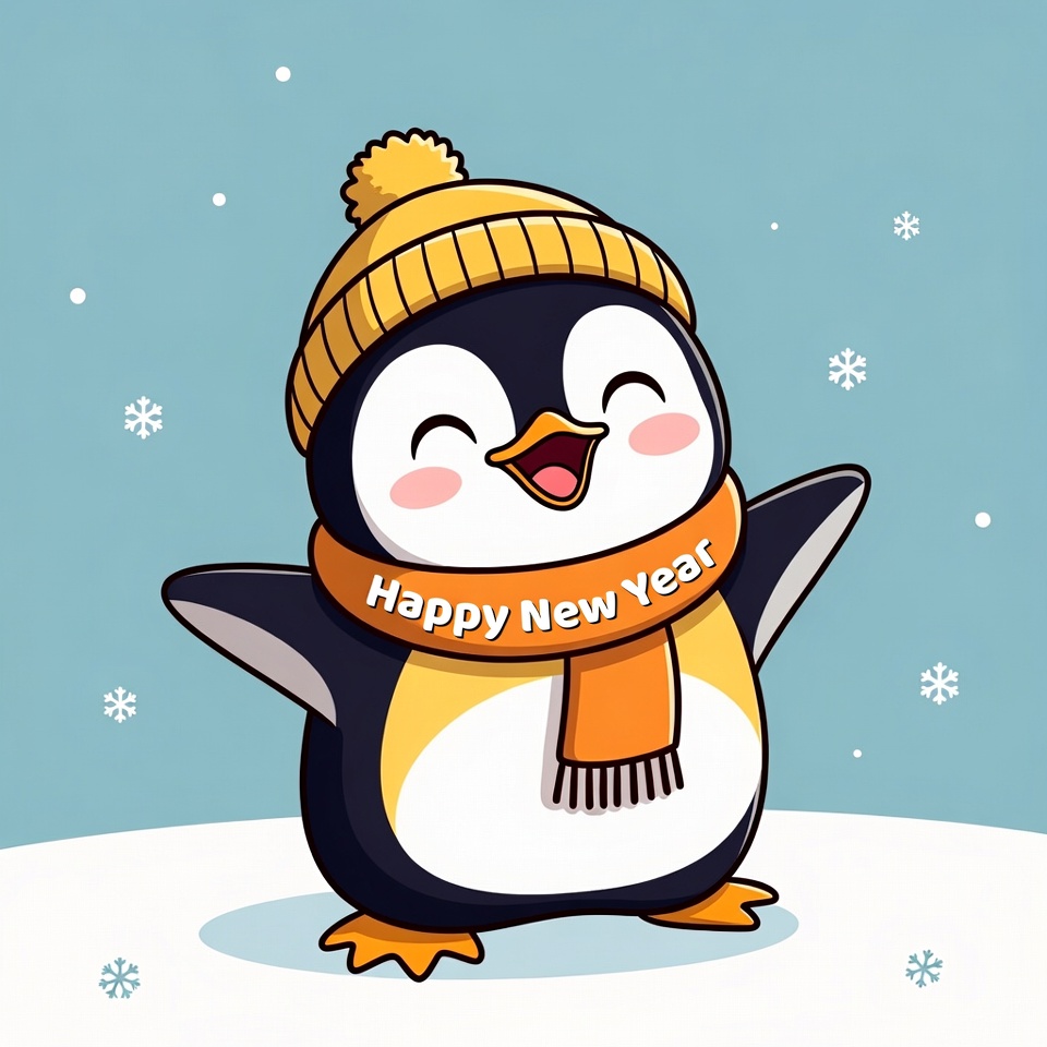 Cute Penguin Happy New Year Cute Penguin Happy New Year