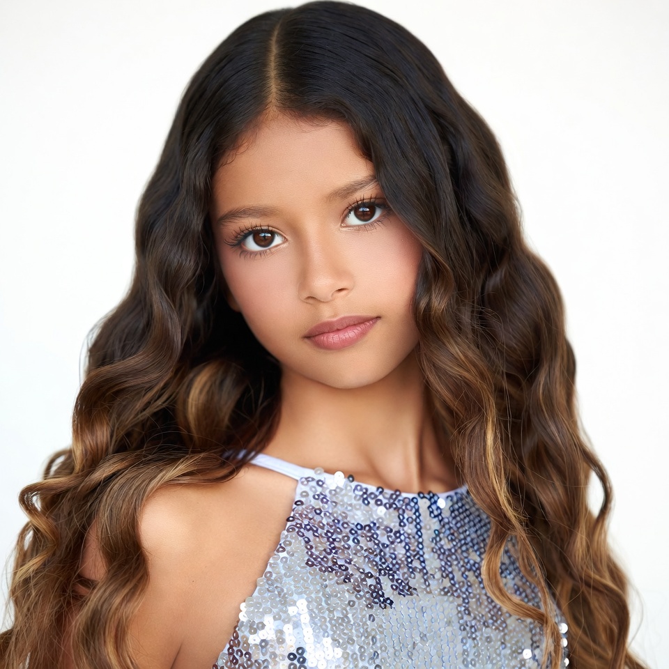 Young girl in sequin dress Young girl in sequin dress