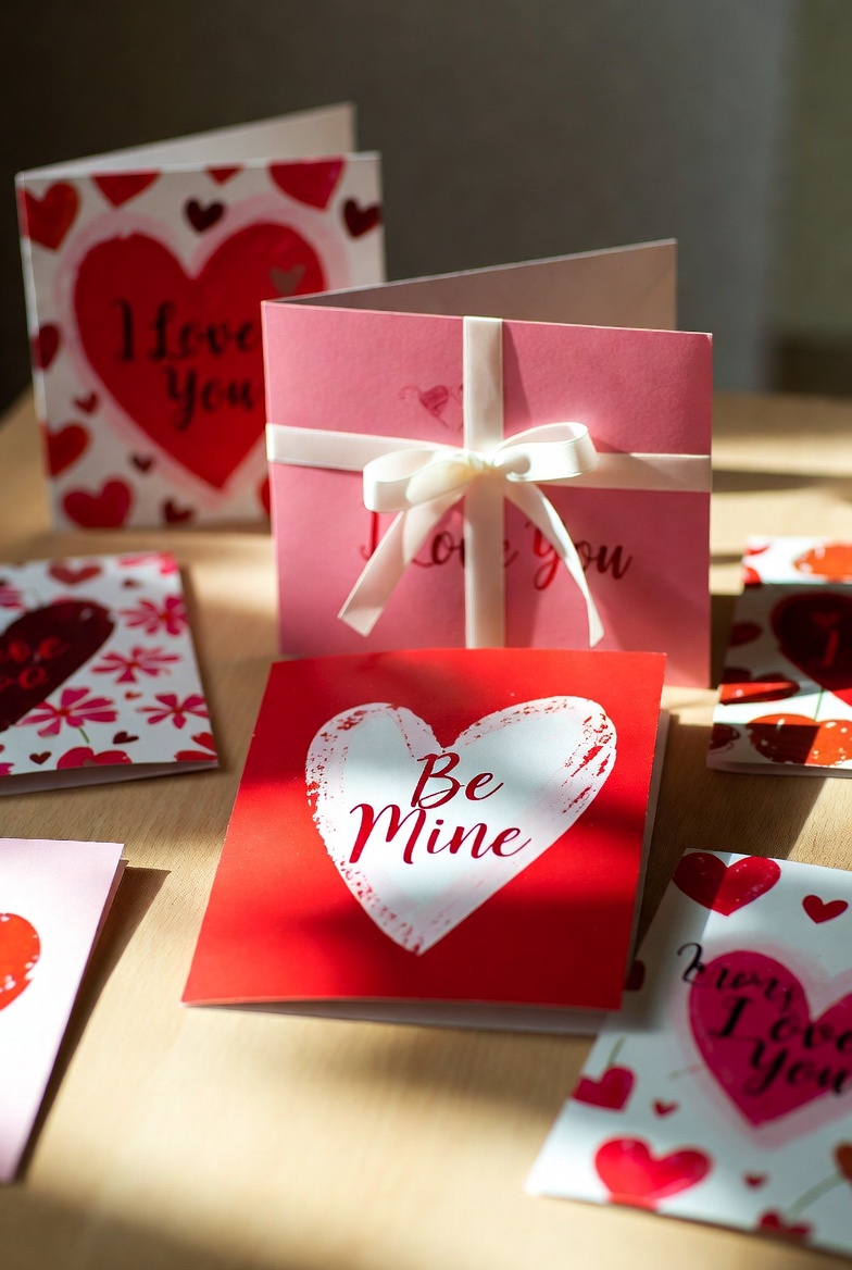 Valentine's Day Love Cards on Table Valentine's Day Love Cards on Table