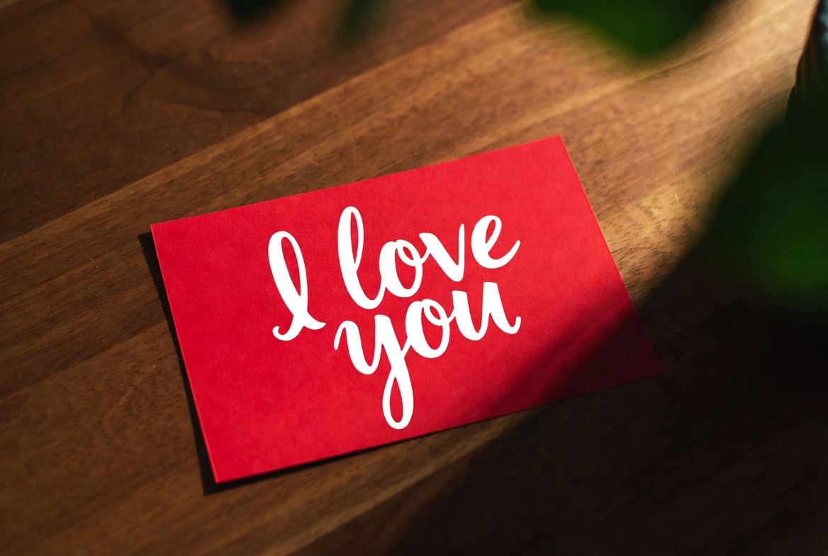 Red I Love You Card on Wood Red I Love You Card on Wood