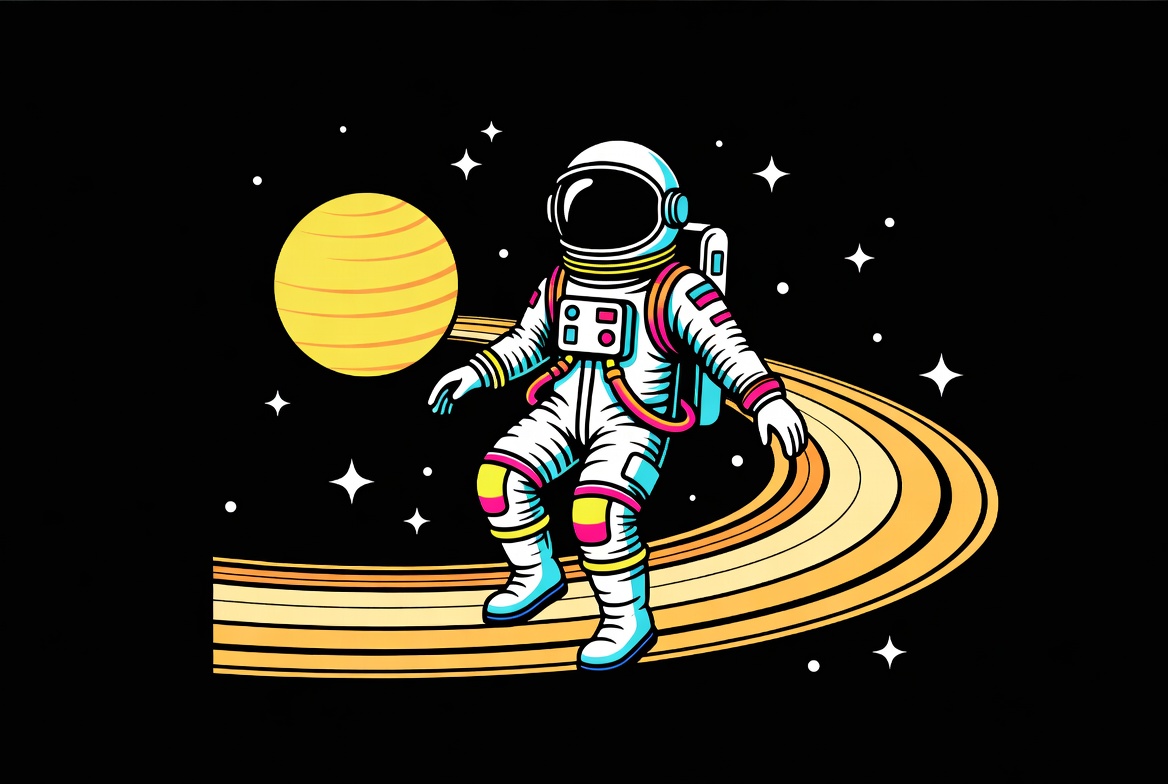 Astronaut Surfing on Saturn Rings Astronaut Surfing on Saturn Rings