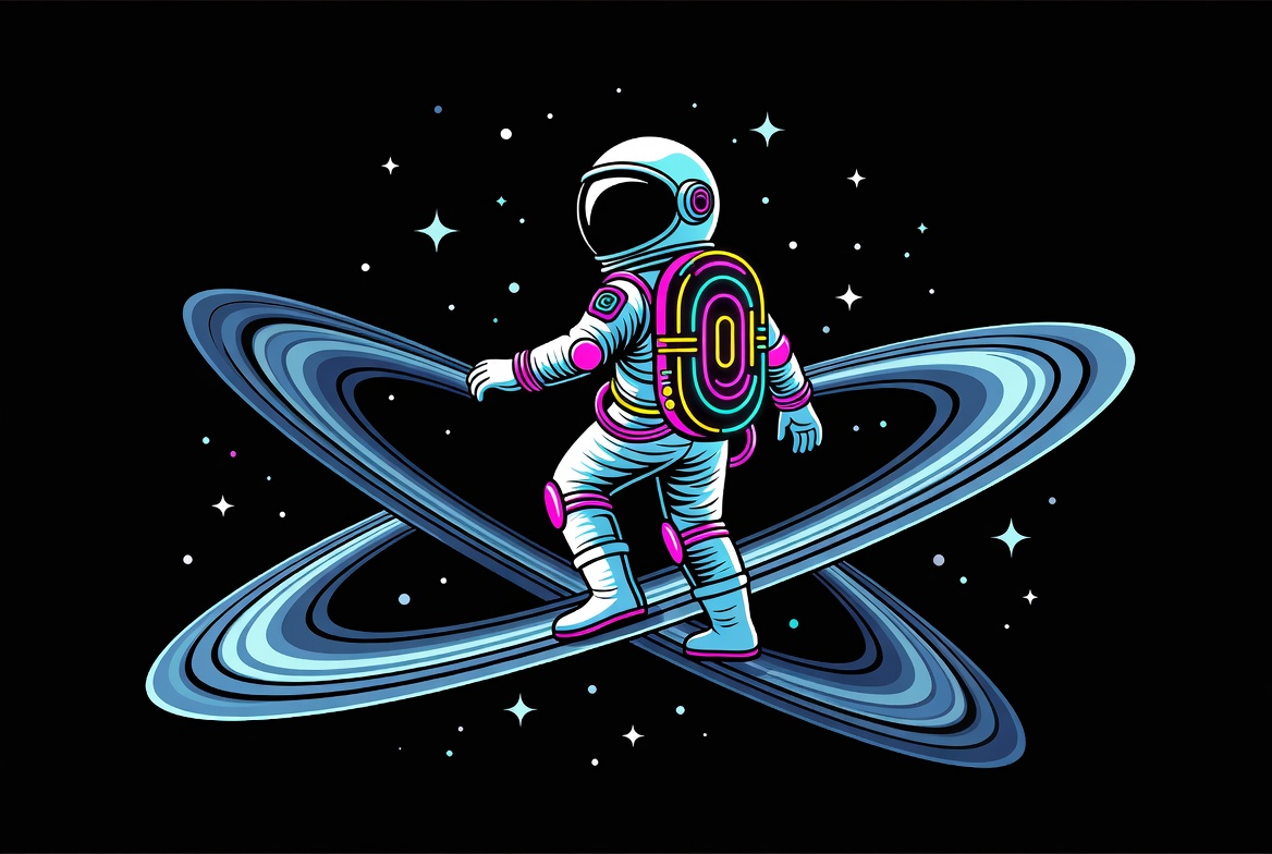 Astronaut walking on Saturn rings Astronaut walking on Saturn rings