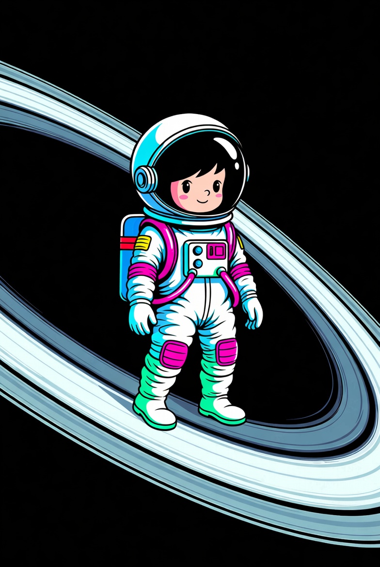 Cute Asian girl astronaut in space Cute Asian girl astronaut in space