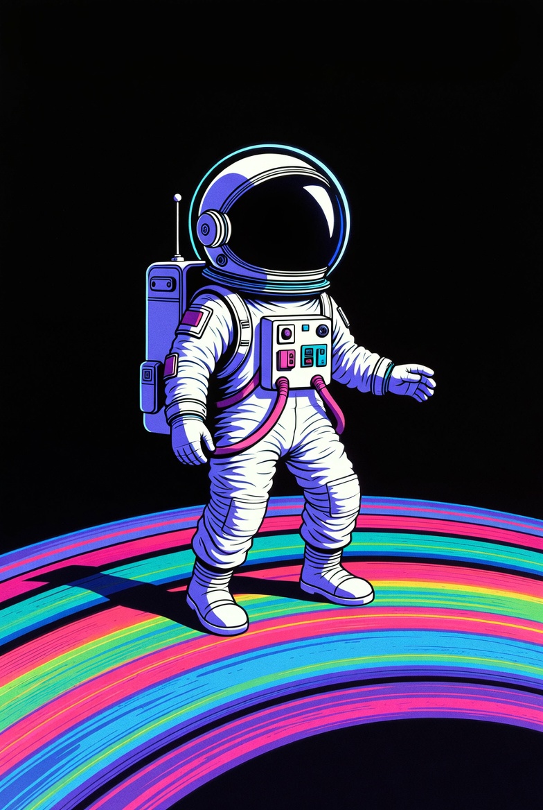 Astronaut standing on rainbow Astronaut standing on rainbow