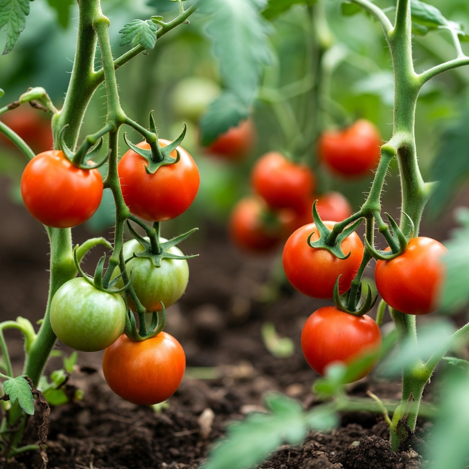 Ripe Tomatoes on Green Plant Ripe Tomatoes on Green Plant
