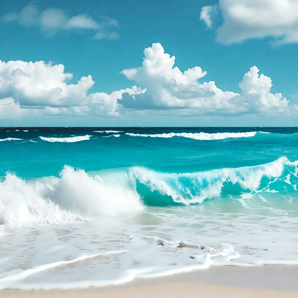 Turquoise Ocean Waves Crashing on Beach Turquoise Ocean Waves Crashing on Beach