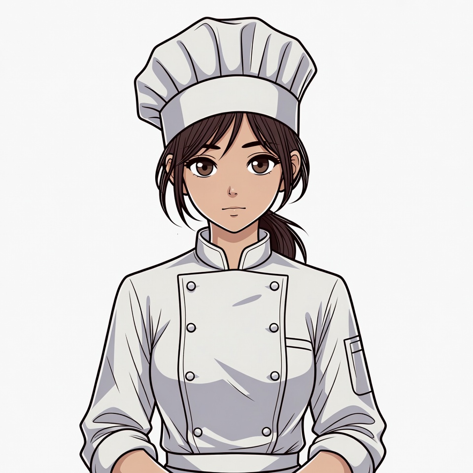 Anime woman chef in uniform Anime woman chef in uniform