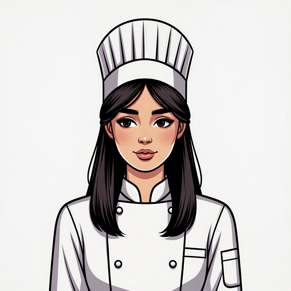 Asian woman chef illustration Asian woman chef illustration