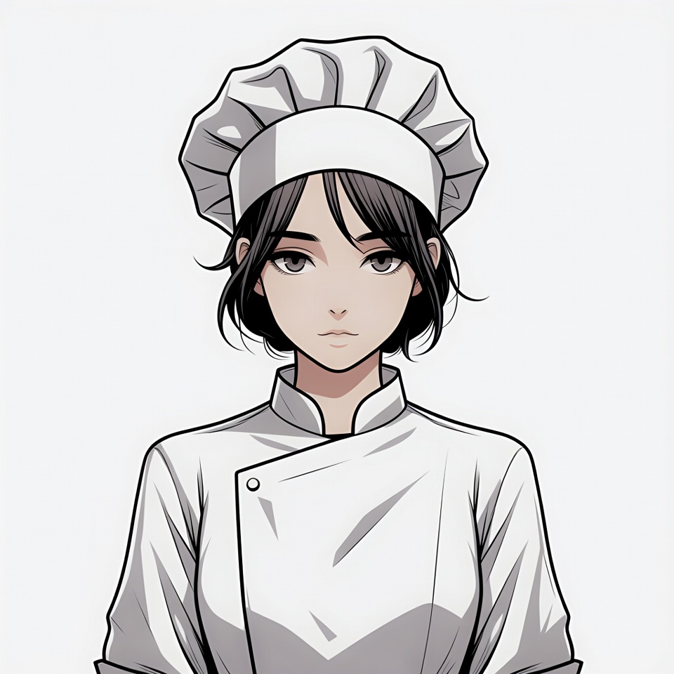 Anime woman chef wearing hat Anime woman chef wearing hat