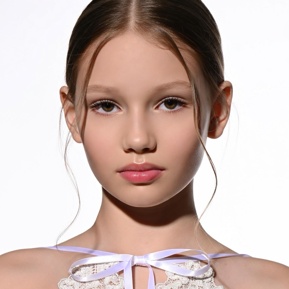 Young girl with lace top and bow Young girl with lace top and bow