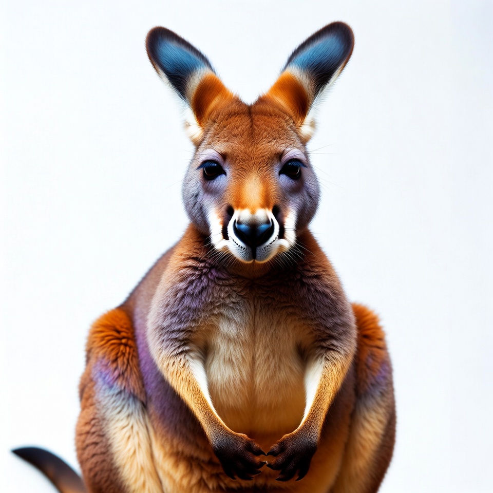 Wallaby with blue ears on white background Wallaby with blue ears on white background