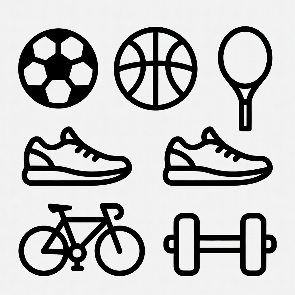 Sports Icons Set Outline Sports Icons Set Outline