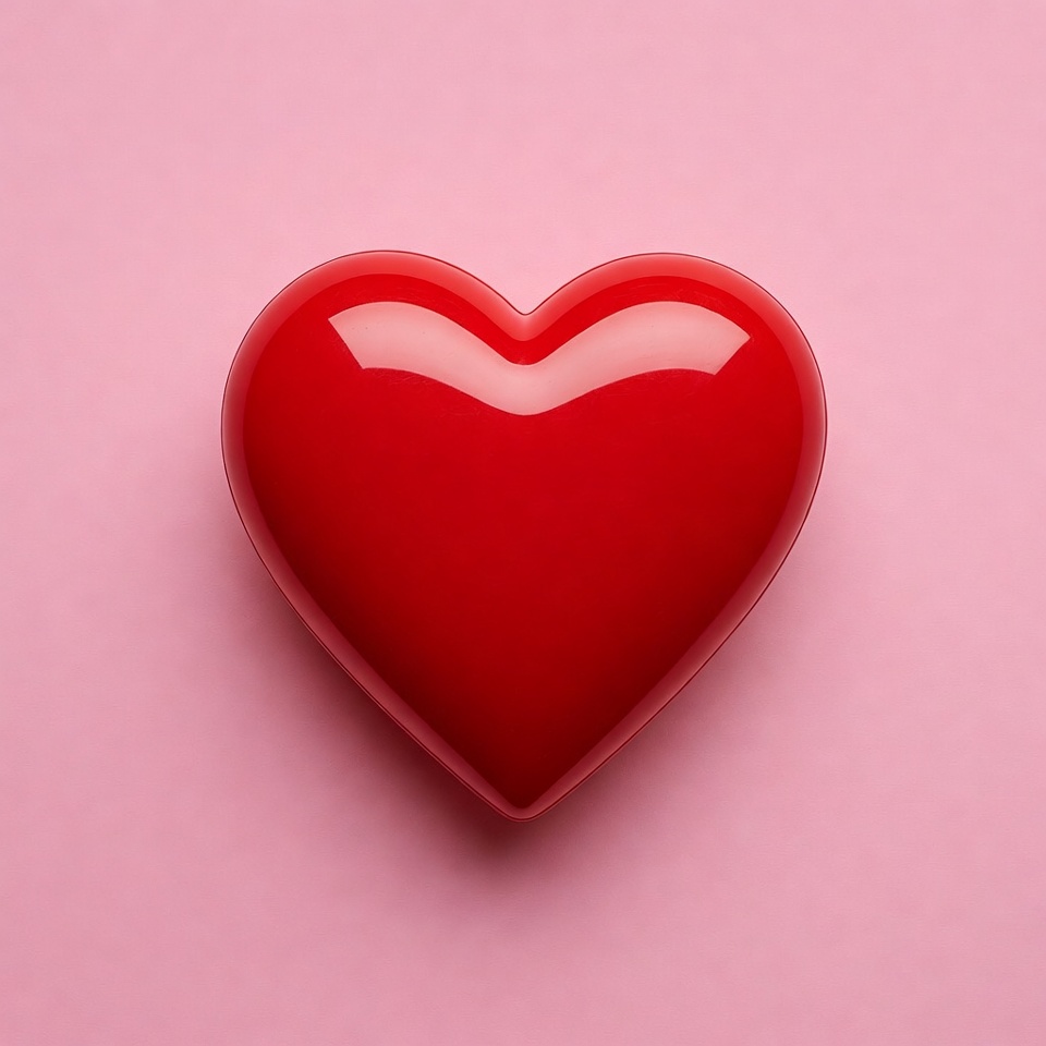 Shiny Red Heart on Pink Background Shiny Red Heart on Pink Background
