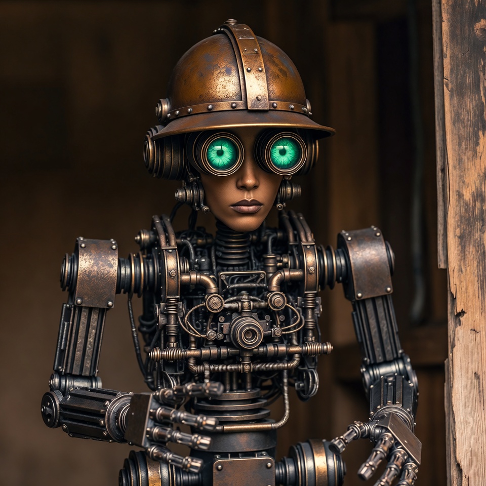 Steampunk Female Robot with Goggles Steampunk Female Robot with Goggles