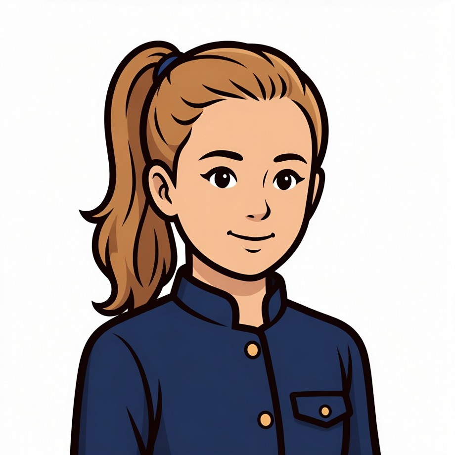 Girl with ponytail in navy uniform Girl with ponytail in navy uniform