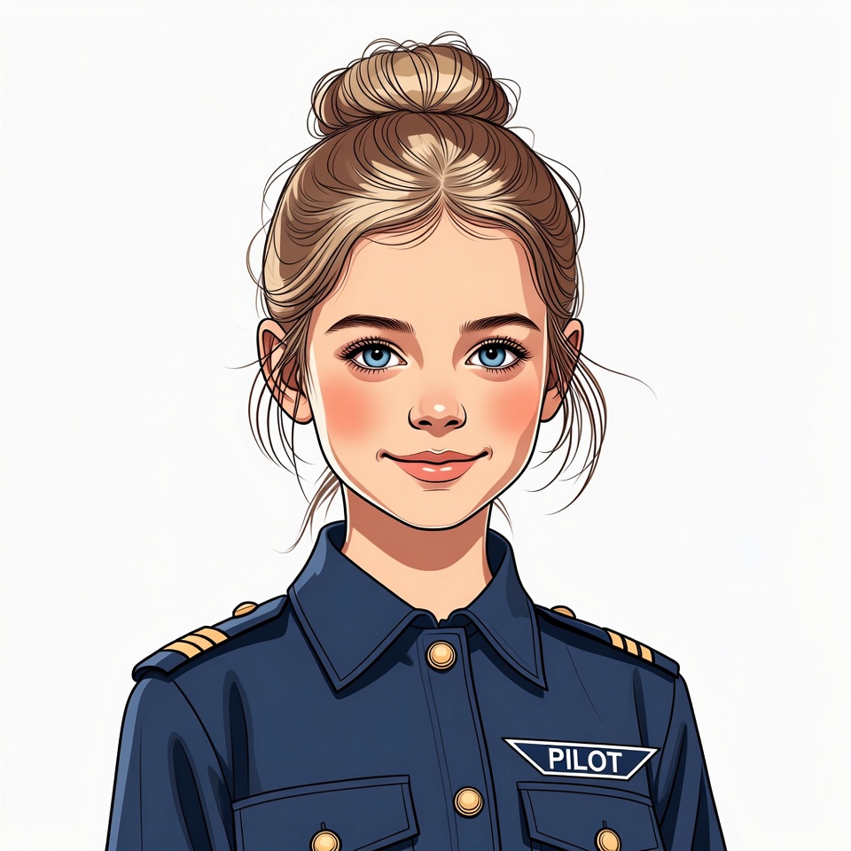 Blonde girl pilot illustration Blonde girl pilot illustration