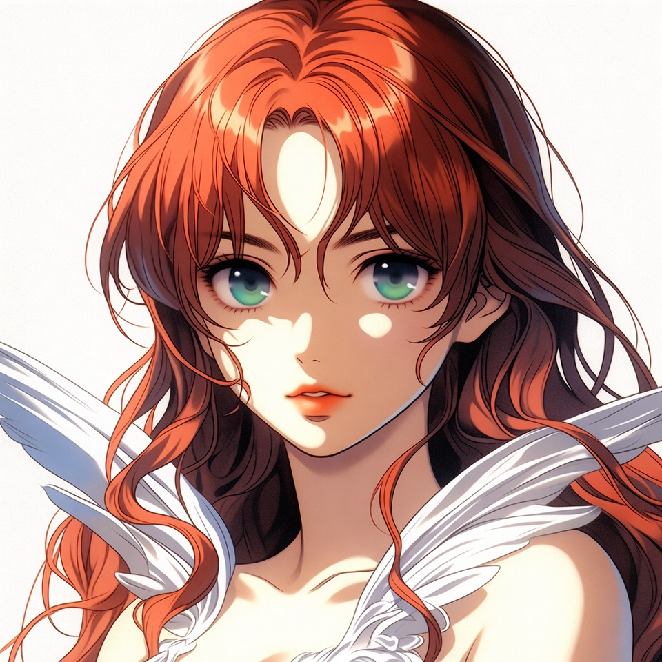 Anime girl with red hair and wings Anime girl with red hair and wings