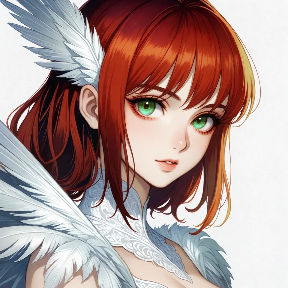 Anime girl with red hair and wings Anime girl with red hair and wings