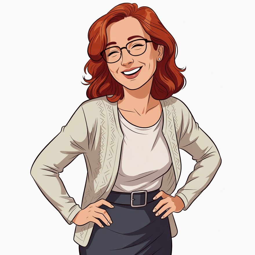 Smiling redhead woman in cardigan Smiling redhead woman in cardigan