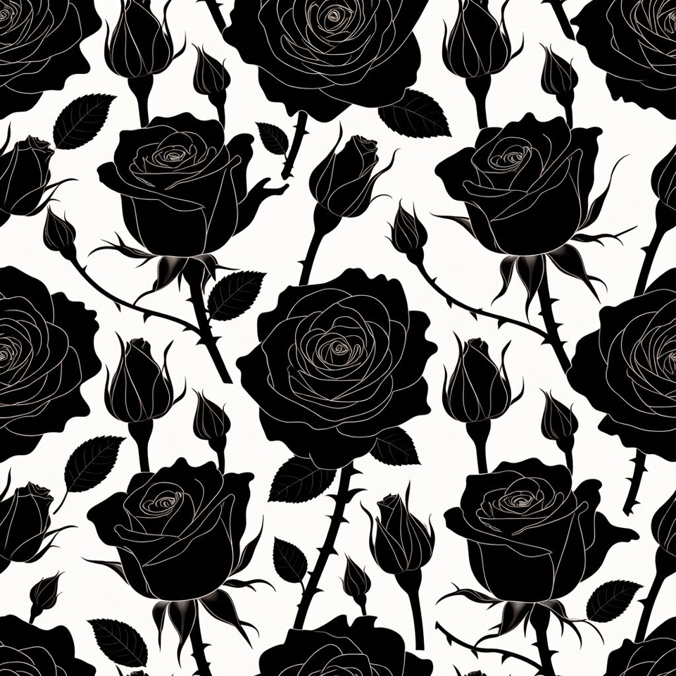 Black Roses Seamless Pattern Black Roses Seamless Pattern