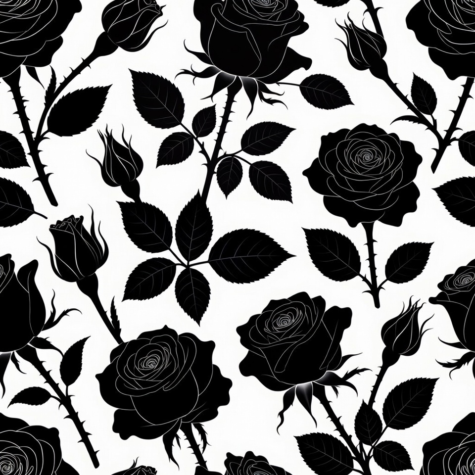 Black Roses Seamless Pattern Black Roses Seamless Pattern