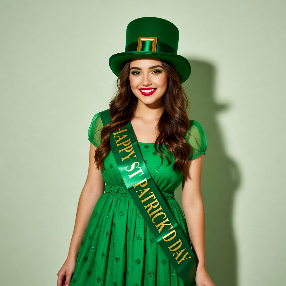 Woman in green St. Patrick's Day dress Woman in green St. Patrick's Day dress