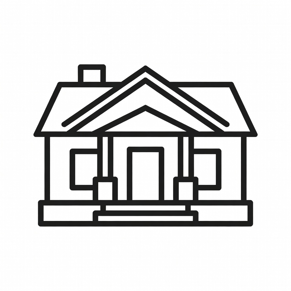 Line drawing house with porch Line drawing house with porch
