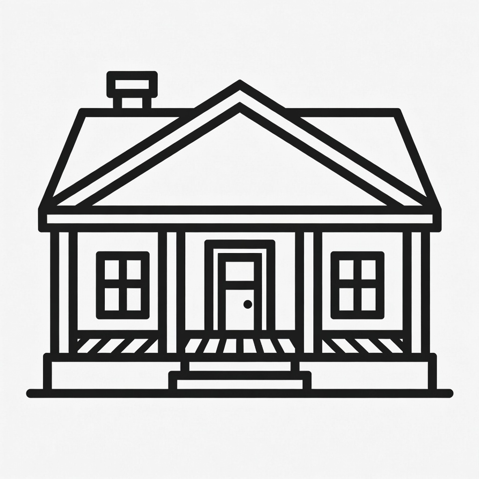 House with Porch Line Drawing House with Porch Line Drawing