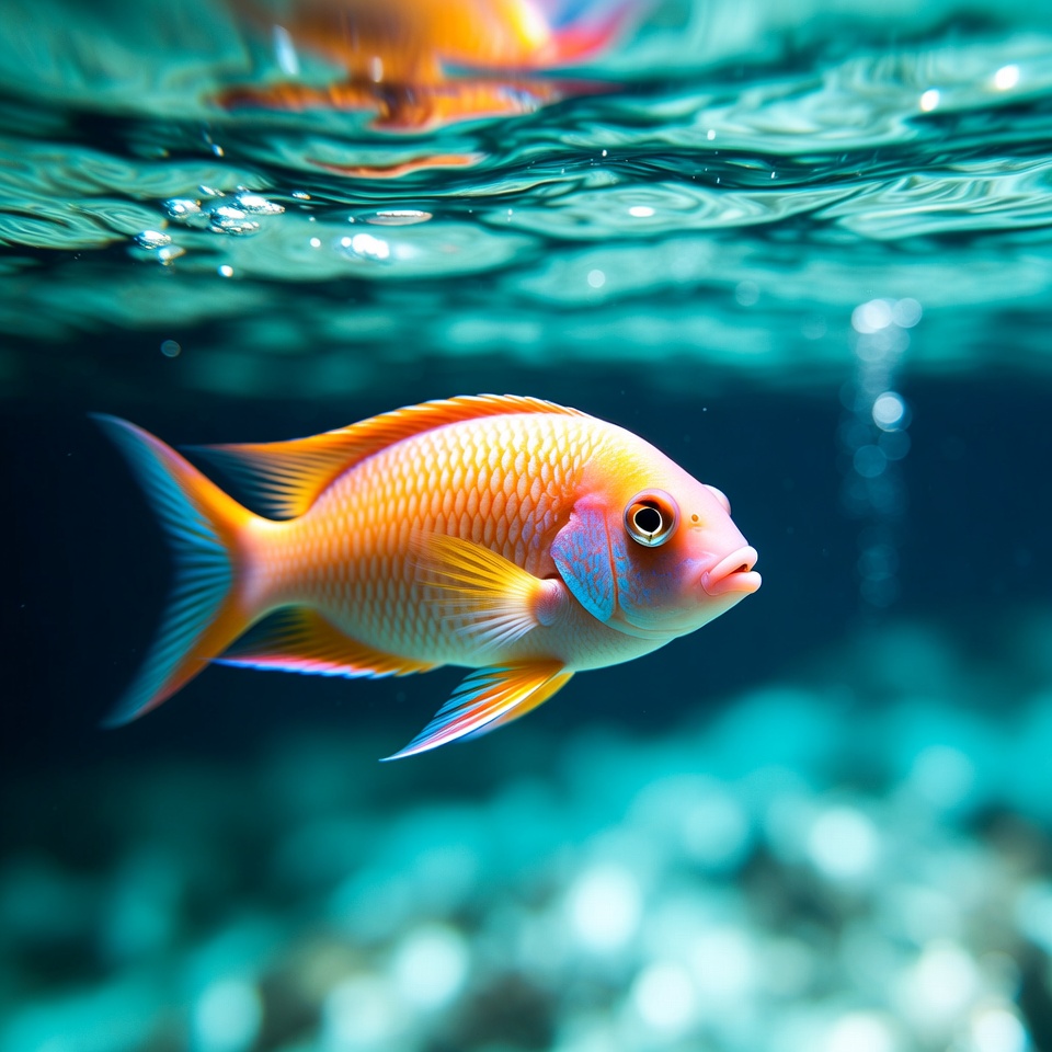 Orange Angelfish Swimming Underwater Orange Angelfish Swimming Underwater