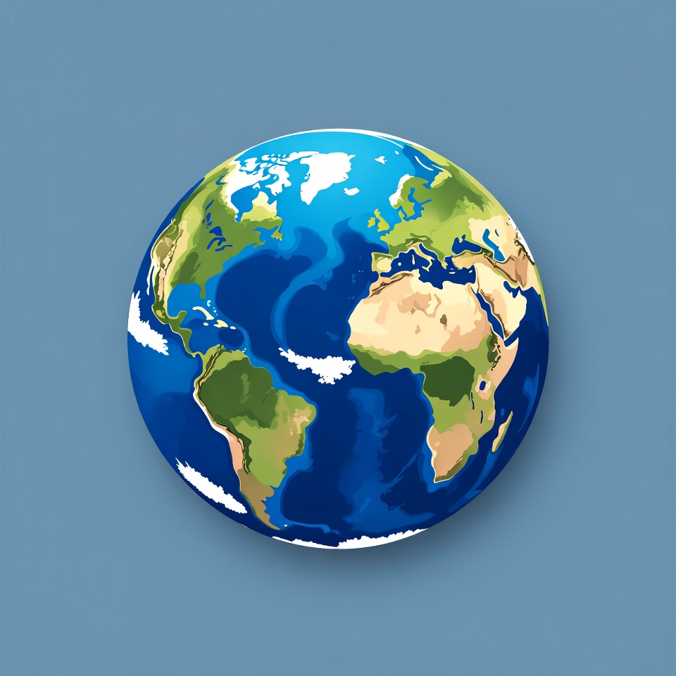 Colorful Earth Globe on Blue Background Colorful Earth Globe on Blue Background
