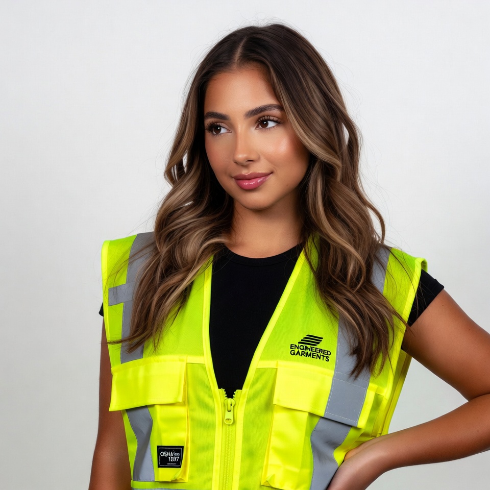 Woman wearing yellow safety vest Woman wearing yellow safety vest