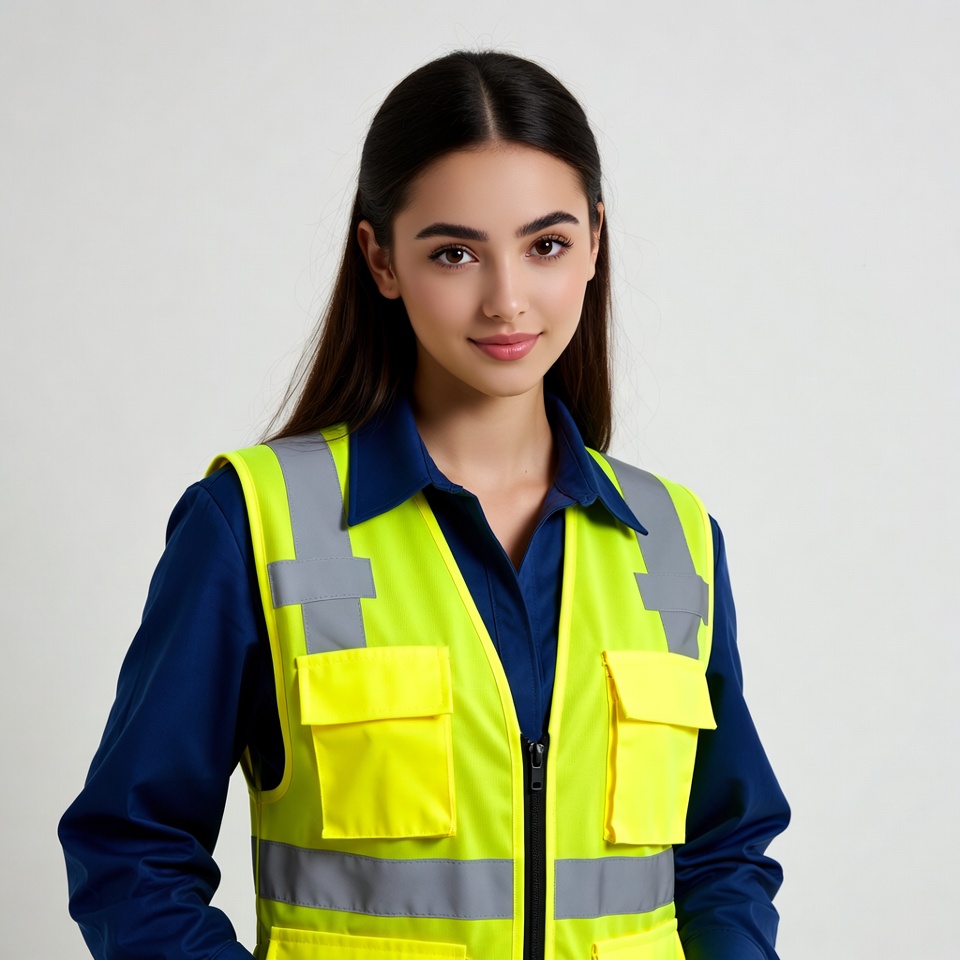 Woman in yellow safety vest Woman in yellow safety vest