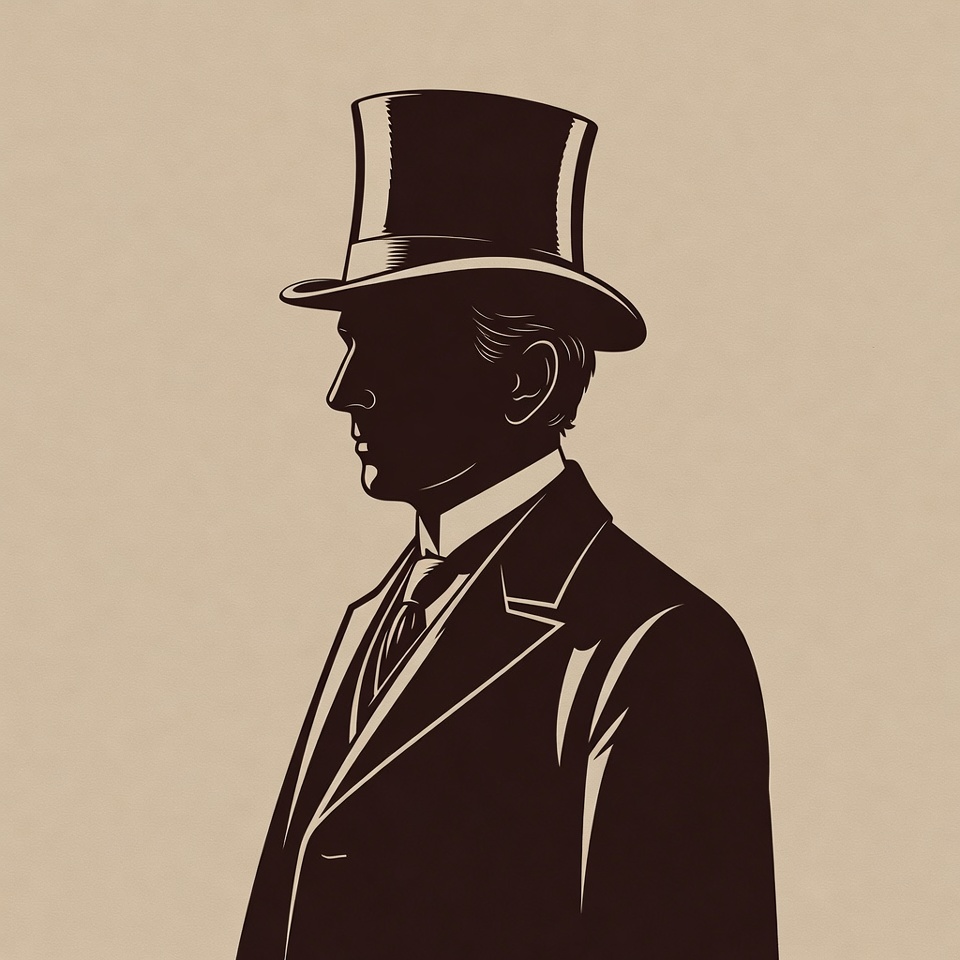 Man in top hat silhouette Man in top hat silhouette