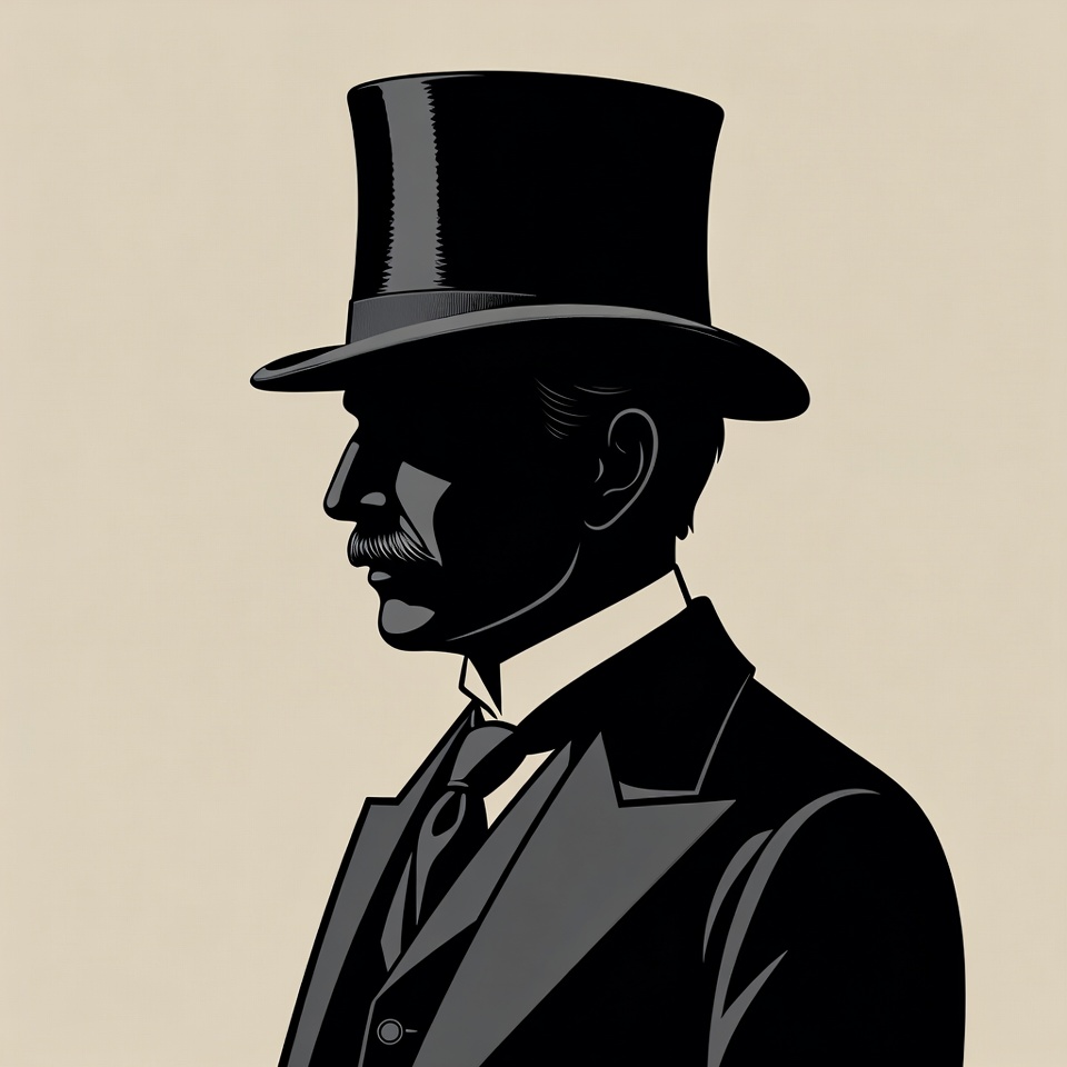 Man in top hat silhouette Man in top hat silhouette