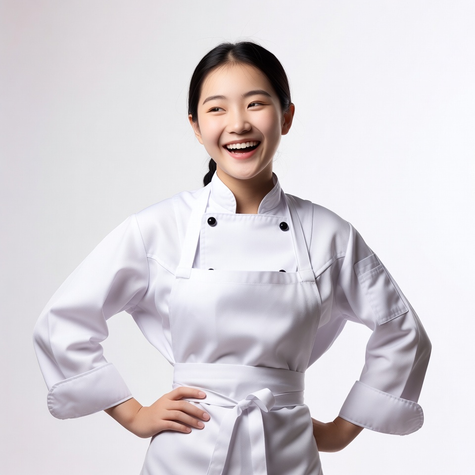 Asian woman chef smiling confidently Asian woman chef smiling confidently