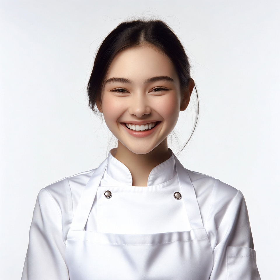 Asian woman chef smiling Asian woman chef smiling