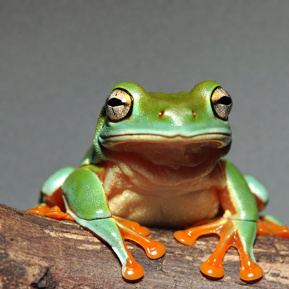 Red-eyed tree frog on branch Red-eyed tree frog on branch
