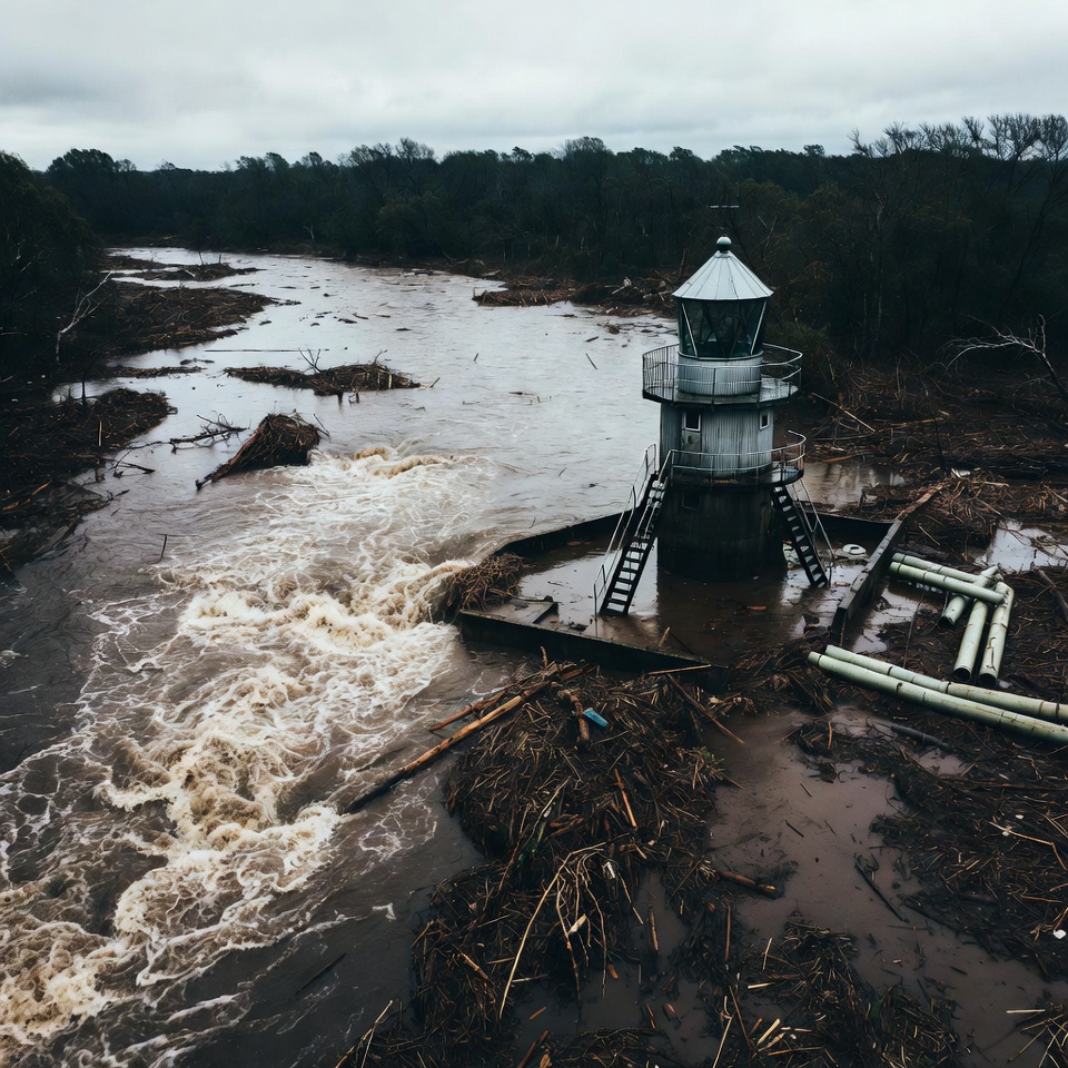 Lighthouse in Flooded River Lighthouse in Flooded River
