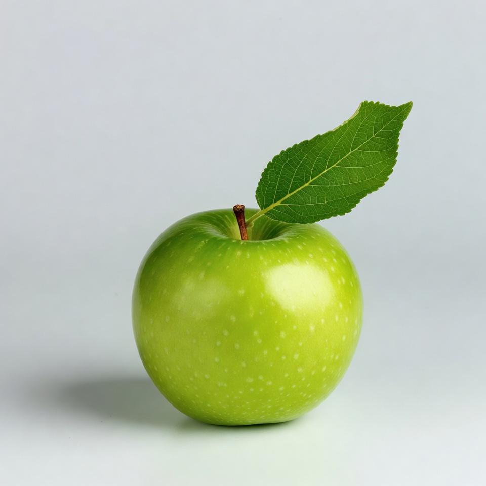 Green apple with leaf Green apple with leaf