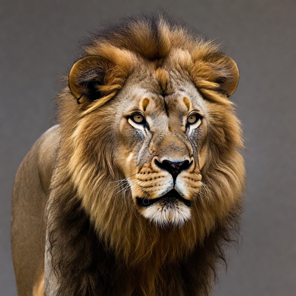 Majestic lion with thick mane Majestic lion with thick mane