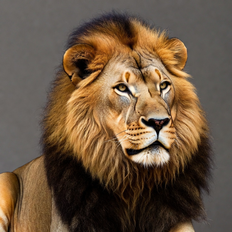 Majestic lion with thick mane Majestic lion with thick mane