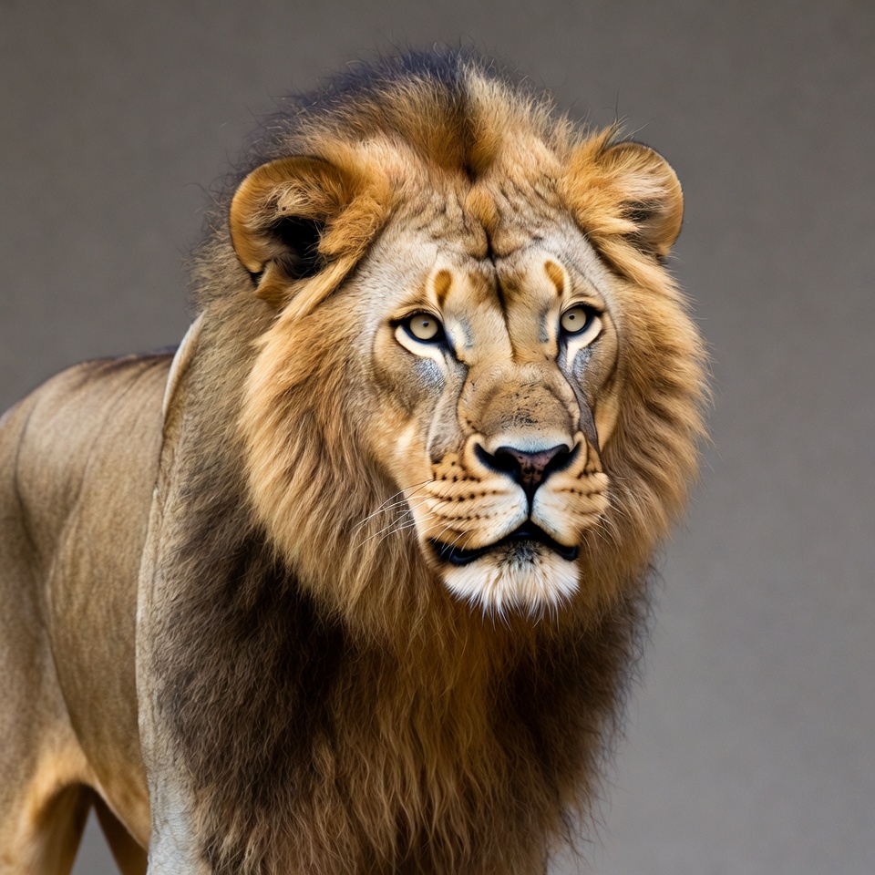 Majestic lion with thick mane Majestic lion with thick mane