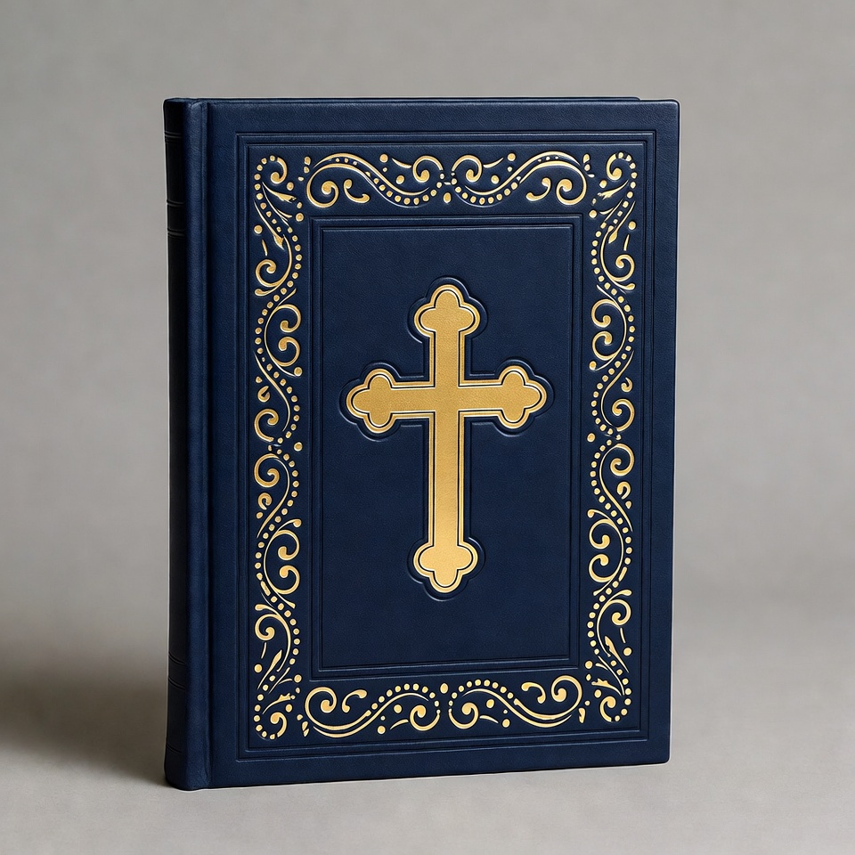 Navy Blue Bible with Gold Cross Navy Blue Bible with Gold Cross