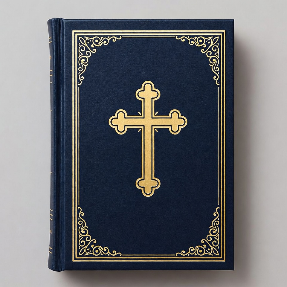 Blue Bible with Gold Orthodox Cross Blue Bible with Gold Orthodox Cross