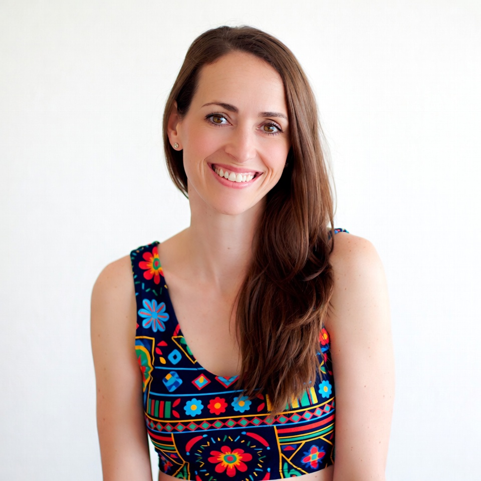 Smiling woman in colorful tank top Smiling woman in colorful tank top